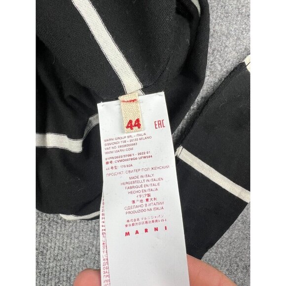 Marni Virgin Wool Dress Women's 14 Black Striped Long Sleeve Made in Italy - Picture 7 of 10